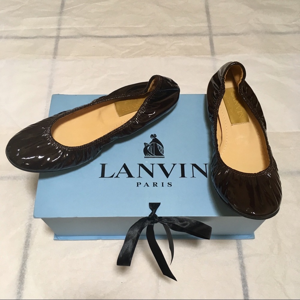 New Lanvin River 2007 Brown Patent Ballet Flats